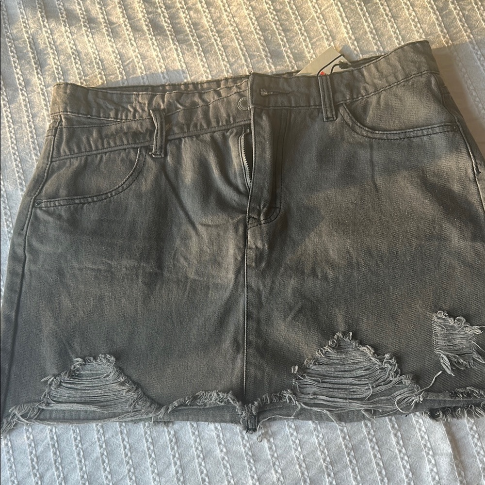 Stylish Gray Denim Mini Skirt